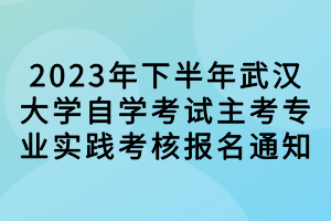 2023年下半年武汉大学自学考试主考专业实践考核报名通知